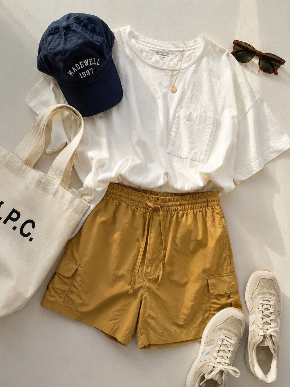 Madewell Ripstop Utility Pull On Cargo Shorts Mustard Size Small